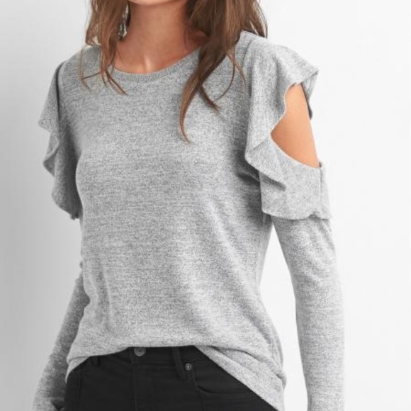 GAP Sweaters - GAP gray softspun flutter cold shoulder top, XL